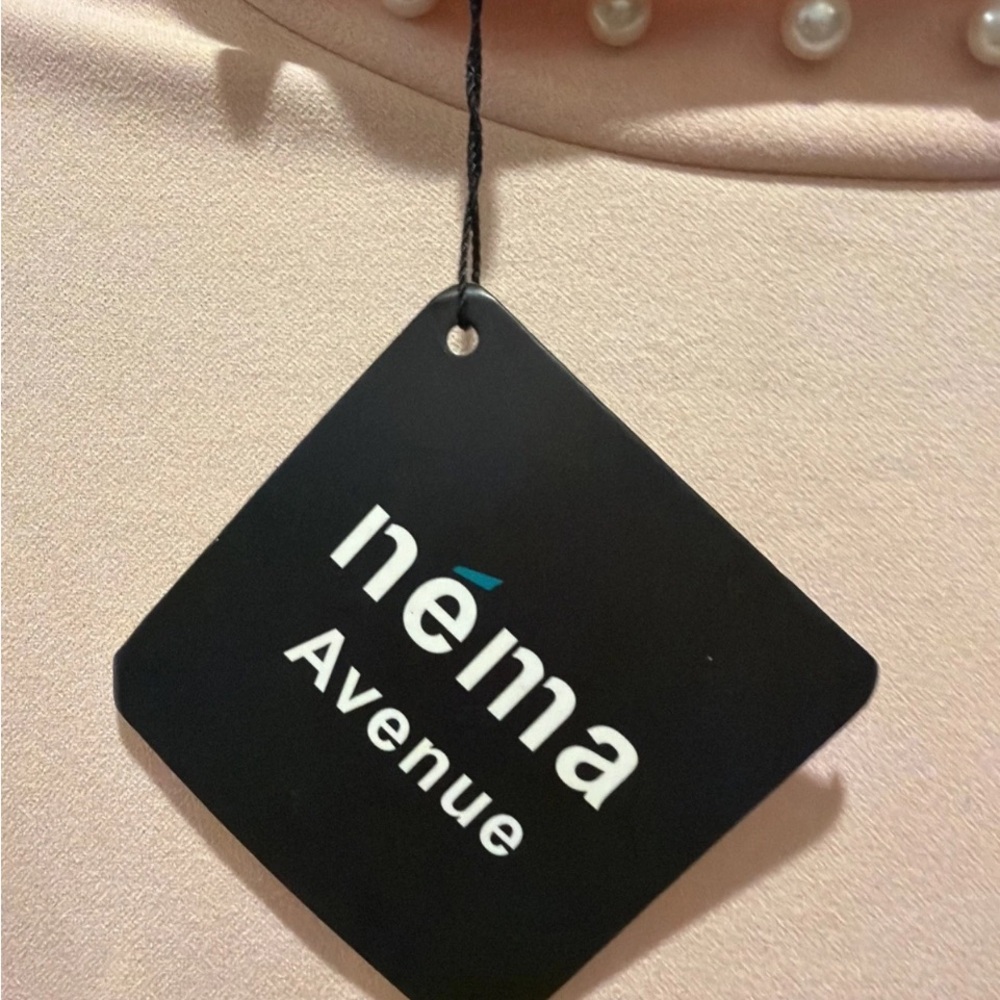 Nema Avenue Soft Blush Pink A-Line Fit&Flare Dress W/ Pearl Detail NWT 1X - Picture 4 of 10